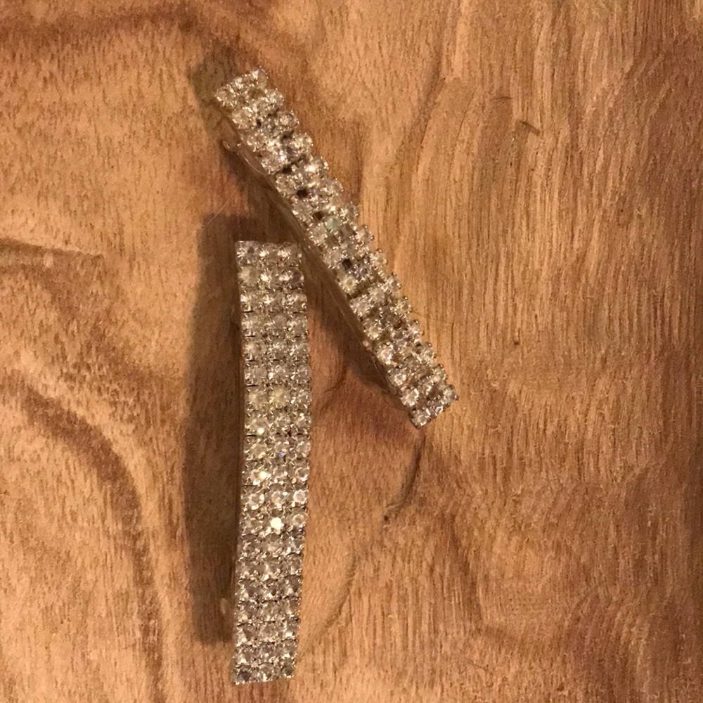 Vintage French Rhinestone Barrette Set Crystal Hair Clips - Picture 9 of 9